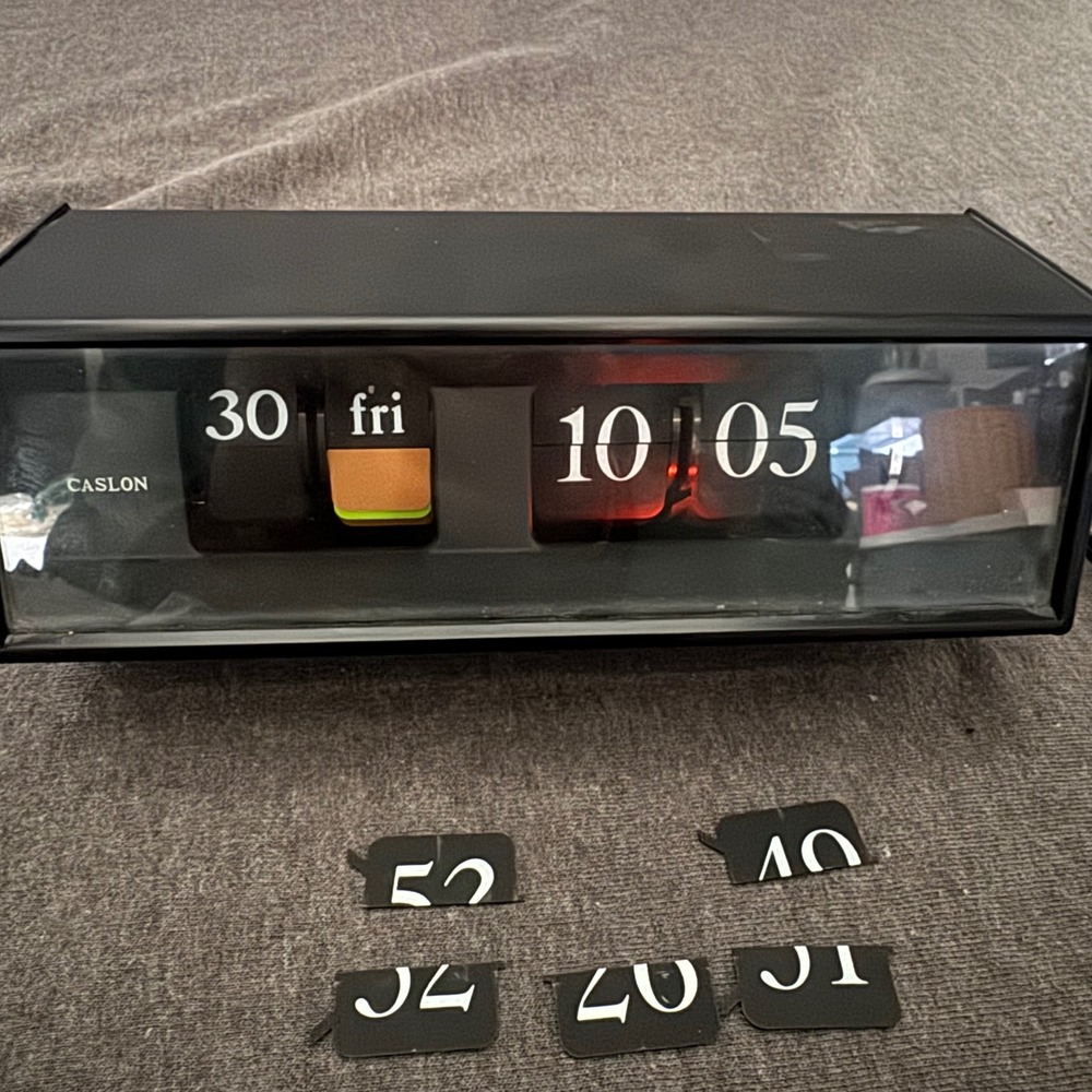Vintage Caslon 601 Flip Clock Ropat Co Japan MCM Black Electric Parts Repair